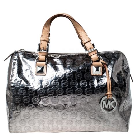 michael kors black and silver satchel|Michael Kors grayson satchel small.